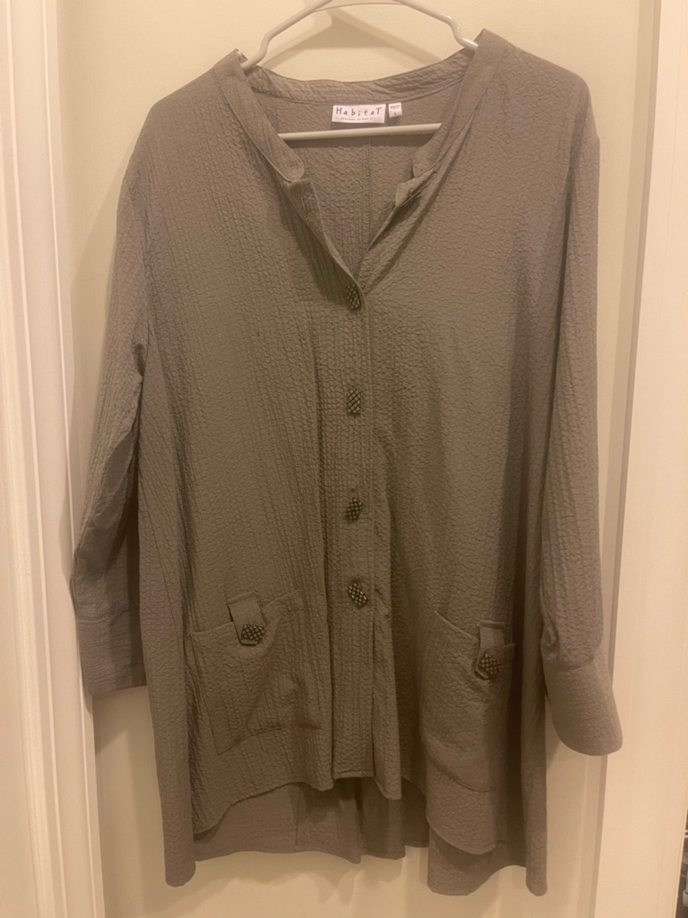 Habitat Olive Button-Front Textured Shirt